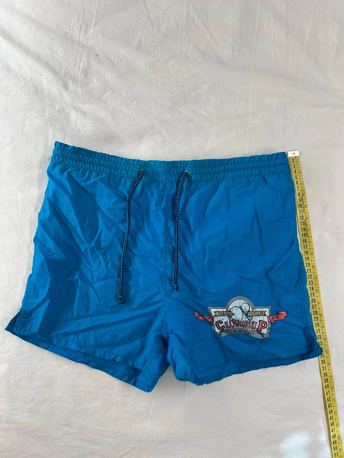 Short maillot de bain bleu marine vintage op en nylon